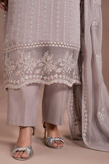 LAVENDER GLOW- 4PC CHIFFON EMBROIDERED SUIT
