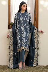 OMBRE BLUE-3PC EMBROIDERED LAWN SUIT