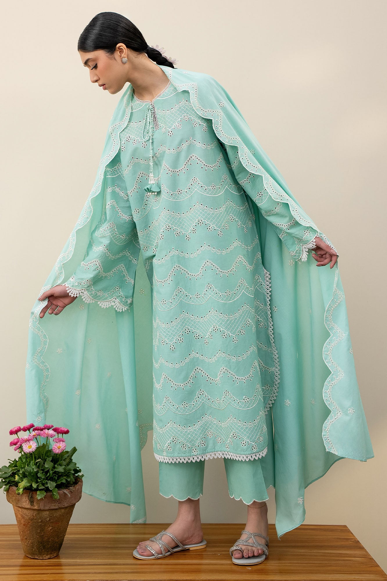 NEO MINT-3PC EMBROIDERED LAWN SUIT