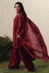 CRIMSON BLOOM-3PC EMBROIDERED SUIT
