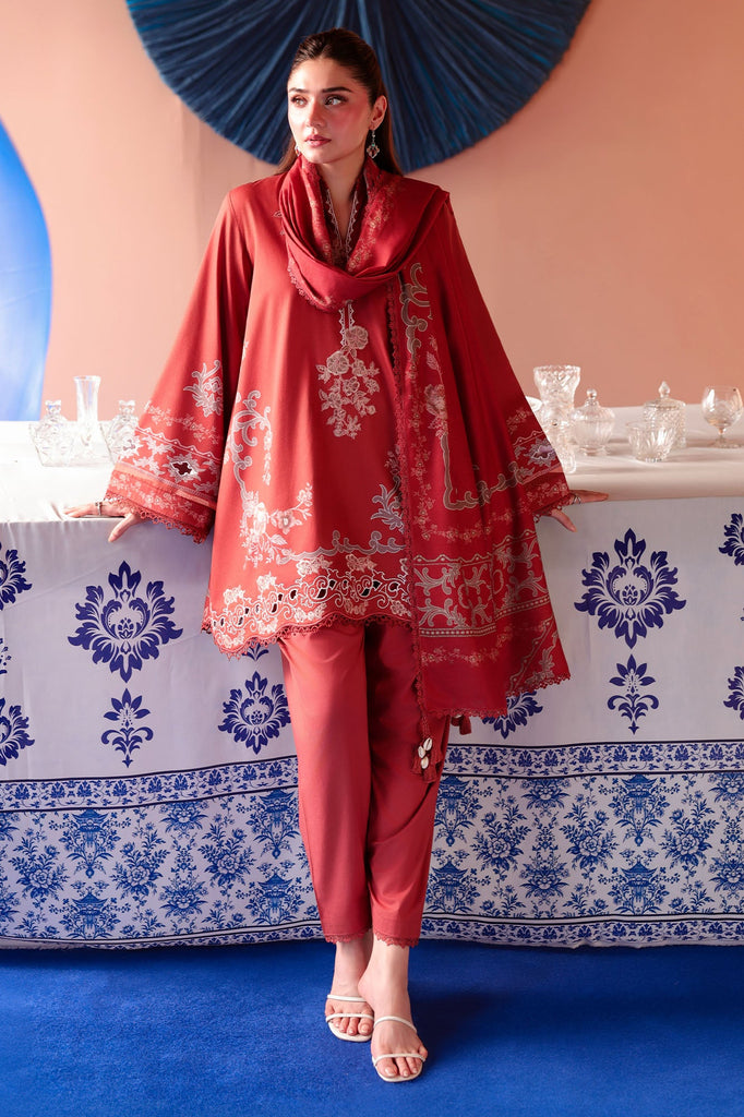 RUSSET EMBER-3PC SATIN PRINTED SUIT