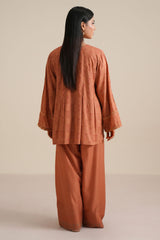 FADED RUST -2PC LINEN PRINTED SUIT