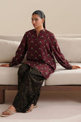 RED BLOSSOM-2PC LINEN PRINTED SUIT