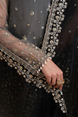 SMOKED LUXE-4PC ORGANZA EMBROIDERED SUIT