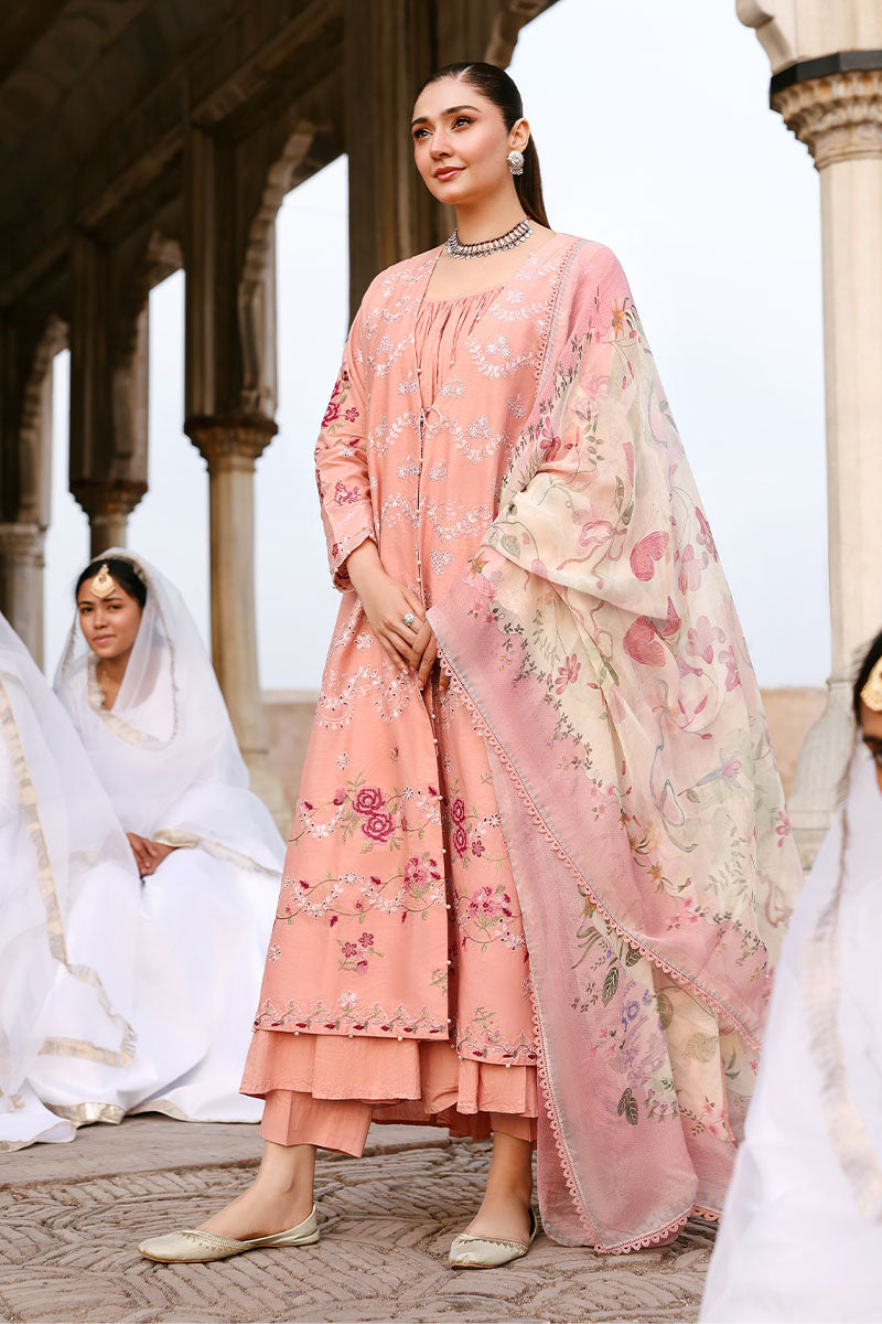DUSKY ROSE-3PC EMBROIDERED LAWN SUIT