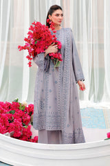 CHARCOAL ASH-3PC SATIN EMBROIDERED SUIT
