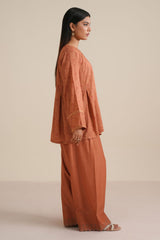 FADED RUST -2PC LINEN PRINTED SUIT
