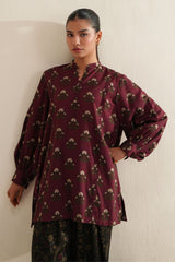 RED BLOSSOM-2PC LINEN PRINTED SUIT