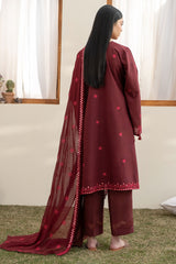 WINDSOR RED-3PC EMBROIDERED LAWN SUIT
