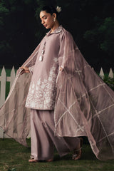 MAUVE WHISPER-3PC EMBROIDERED SUIT
