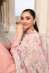 DUSKY ROSE-3PC EMBROIDERED LAWN SUIT