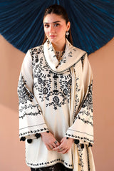 IVORY NOIR-3PC SATIN PRINTED SUIT