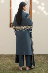OMBRE BLUE-3PC EMBROIDERED LAWN SUIT