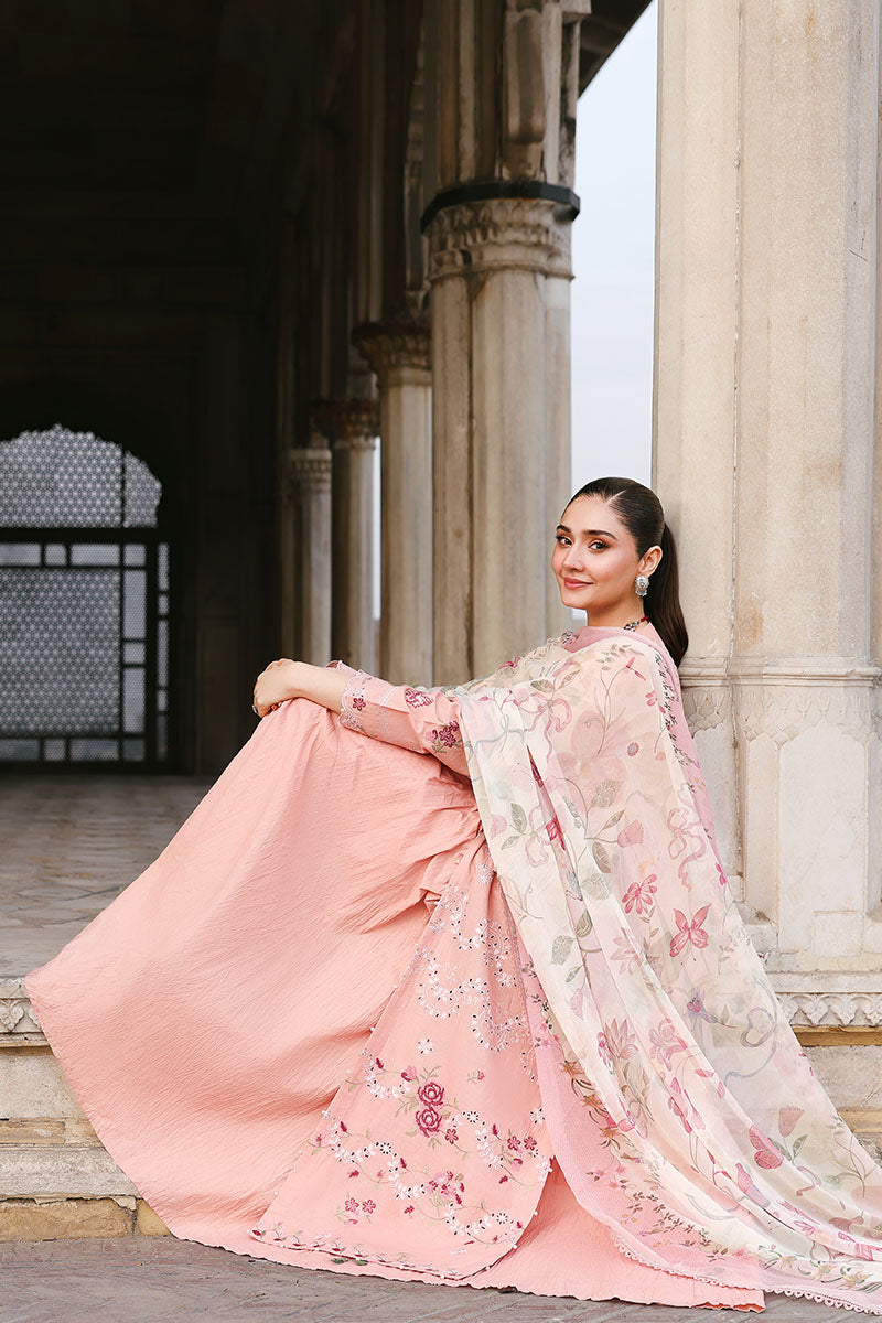 DUSKY ROSE-3PC EMBROIDERED LAWN SUIT