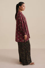 RED BLOSSOM-2PC LINEN PRINTED SUIT