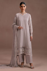 LAVENDER GLOW- 4PC CHIFFON EMBROIDERED SUIT