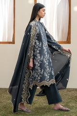 OMBRE BLUE-3PC EMBROIDERED LAWN SUIT
