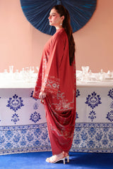 RUSSET EMBER-3PC SATIN PRINTED SUIT