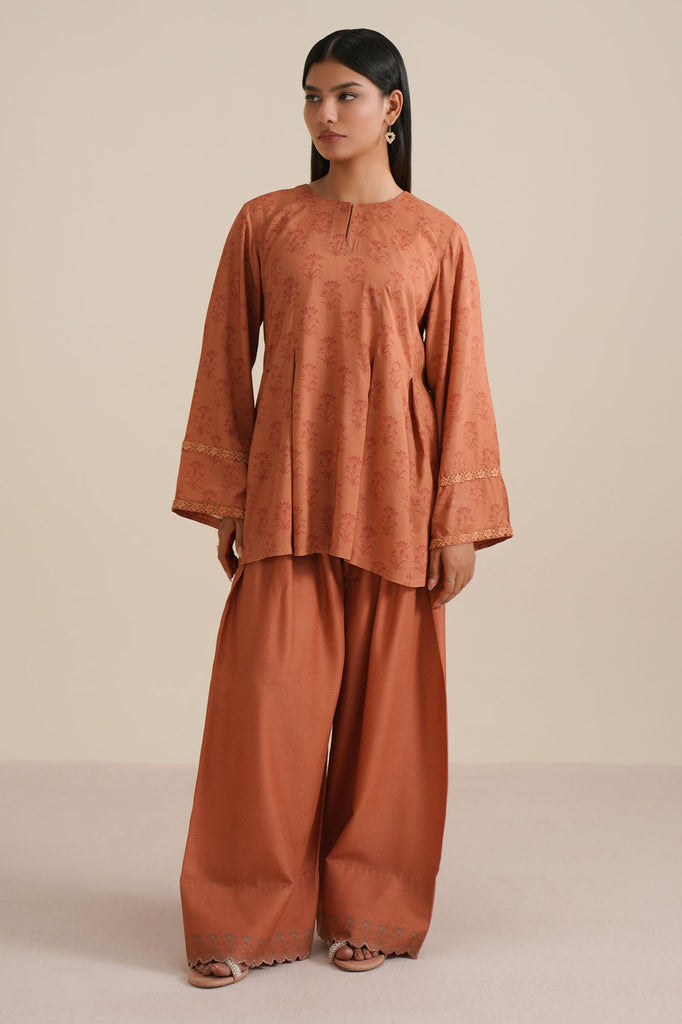 FADED RUST -2PC LINEN PRINTED SUIT