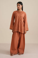 FADED RUST -2PC LINEN PRINTED SUIT