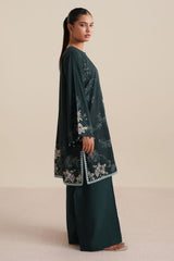 TEAL SERENADE-2PC LINEN PRINTED SUIT