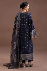 CHARCOAL GRACE- 4PC  VELVET EMBROIDERED SUIT