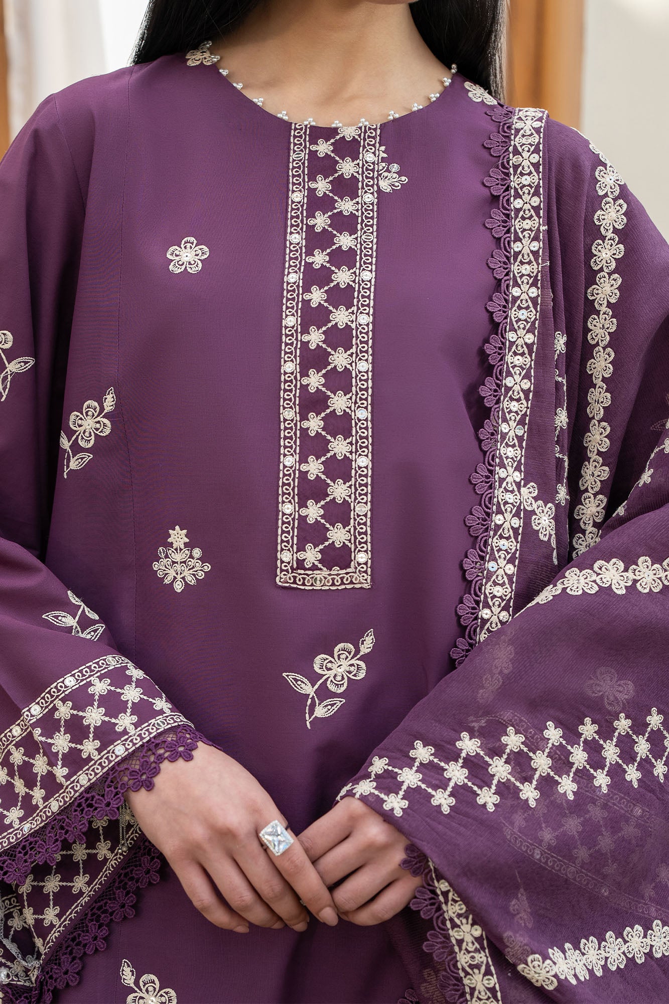 CHIVE BLOSSOM-3PC EMBROIDERED LAWN SUIT