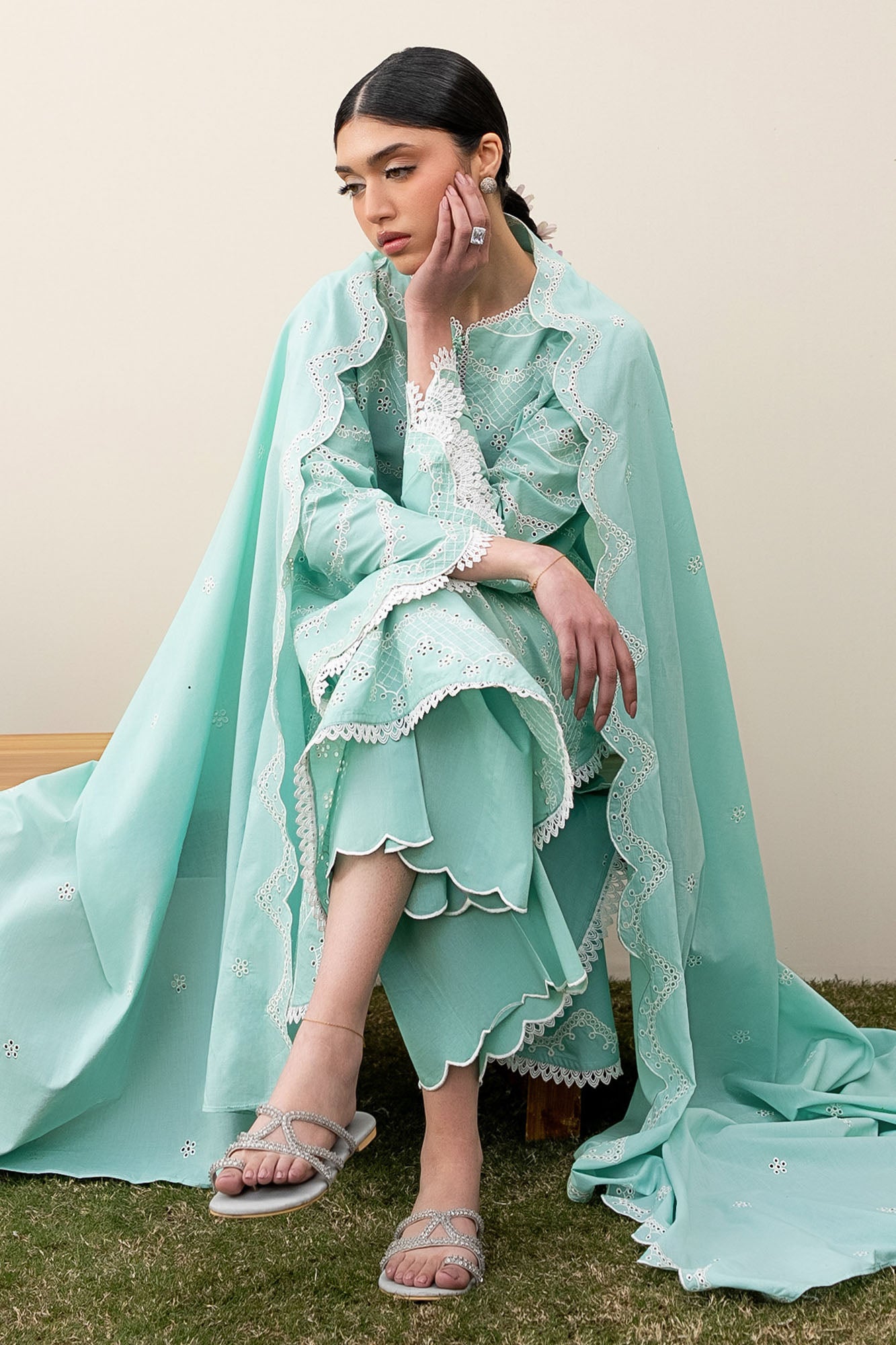 NEO MINT-3PC EMBROIDERED LAWN SUIT