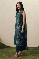 EMERALD TEAL-3PC EMBROIDERED SUIT