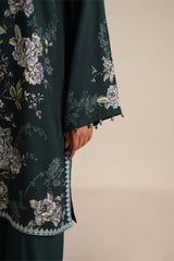 TEAL SERENADE-2PC LINEN PRINTED SUIT