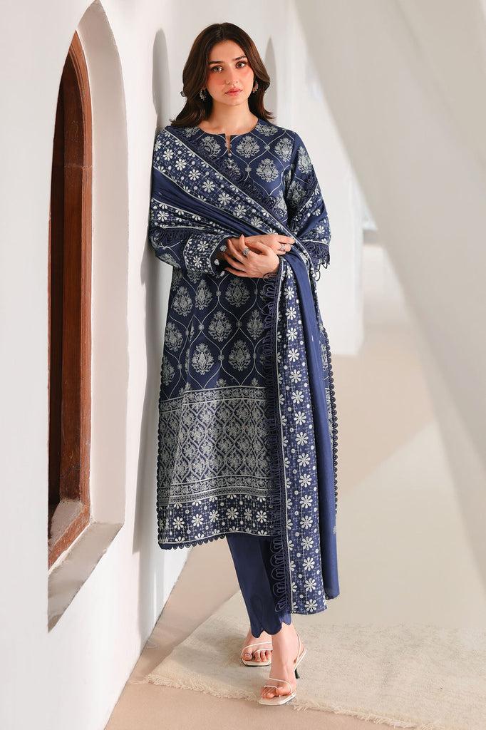 OBSIDIAN BLUE-3PC SATIN EMBROIDERED SUIT