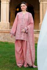 VINTAGE AURA-3PC SATIN EMBROIDERED SUIT