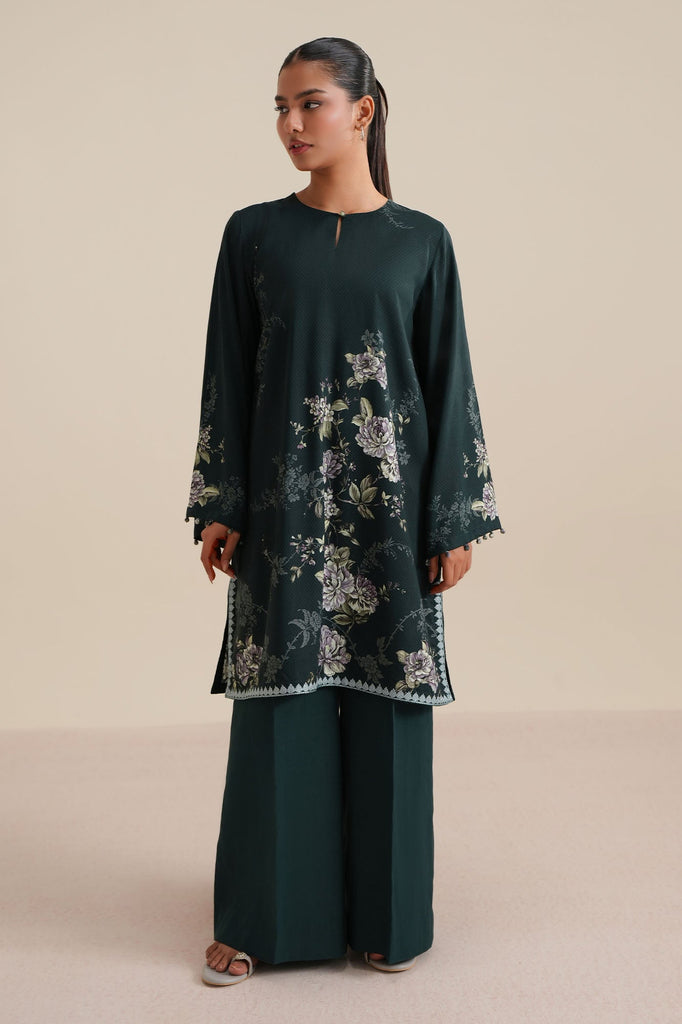 TEAL SERENADE-2PC LINEN PRINTED SUIT