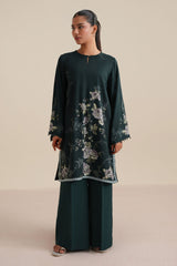 TEAL SERENADE-2PC LINEN PRINTED SUIT