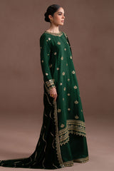 EMERALD GOLD-3PC SILK EMBROIDERED SUIT
