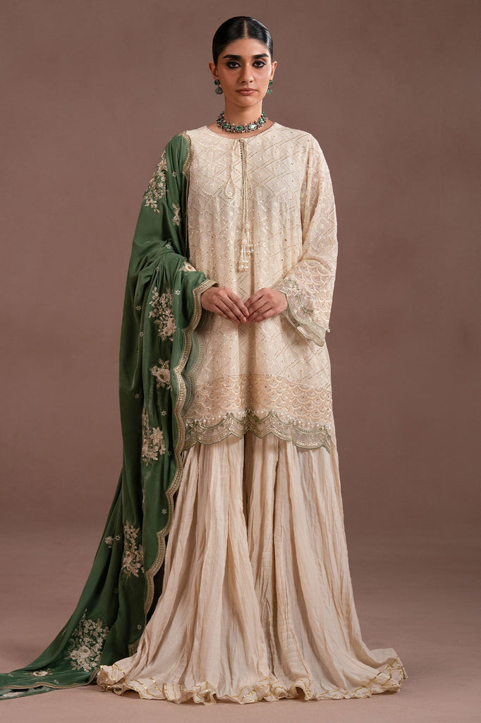 GARDEN IVORY- 4PC CHIFFON EMBROIDERED SUIT