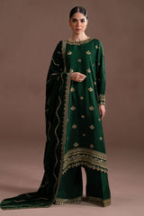 EMERALD GOLD-3PC SILK EMBROIDERED SUIT