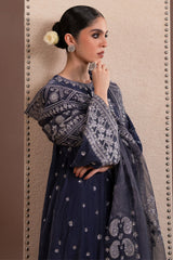 CHARCOAL GRACE- 4PC  VELVET EMBROIDERED SUIT