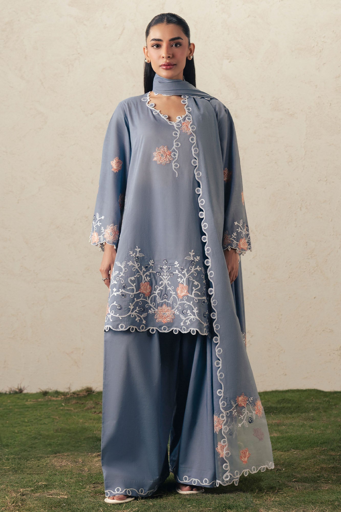 SAFRON SKY-3PC EMBROIDERED SUIT