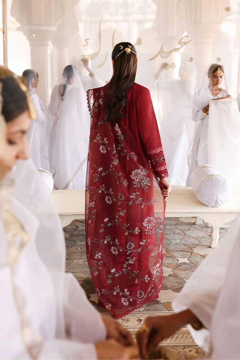 ROUGE FLARE-3PC EMBROIDERED LAWN SUIT