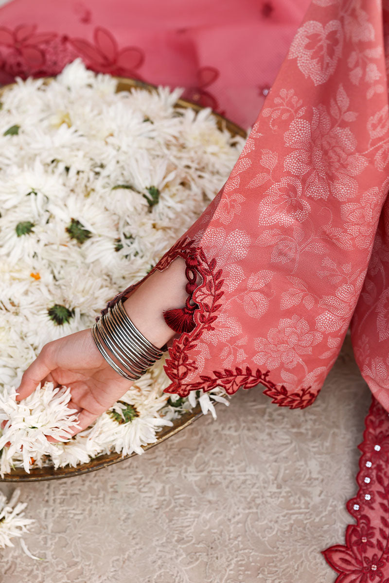 PEACH ATELIER-3PC PRINTED & EMBROIDERED LAWN SUIT