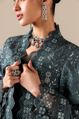DARK SEA-3PC SILK EMBROIDERED SUIT