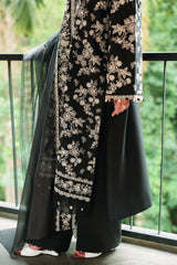 OBSIDIAN BLOOM-3PC EMBROIDERED LAWN SUIT