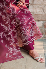 PLUM ESSENCE-3PC EMBROIDERED LAWN SUIT