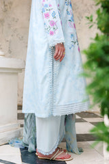 AQUA GLINT-3PC EMBROIDERED LAWN SUIT