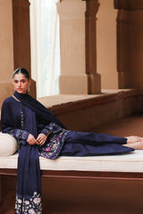INDIGO LOOM-3PC SATIN PRINTED SUIT