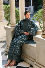 TEAL SPRUCE-3PC EMBROIDERED JACQUARD SUIT