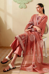 FADED RUST-3PC EMBROIDERED LAWN SUIT