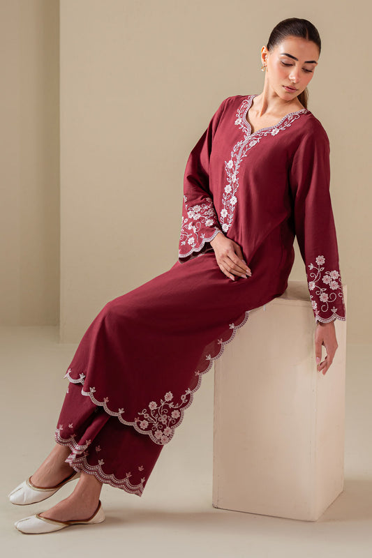 RED WINE-2PC (SHIRT & TROUSER)