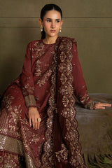VELVET ROUGE-3PC  FANCY YARN EMBROIDERED SUIT